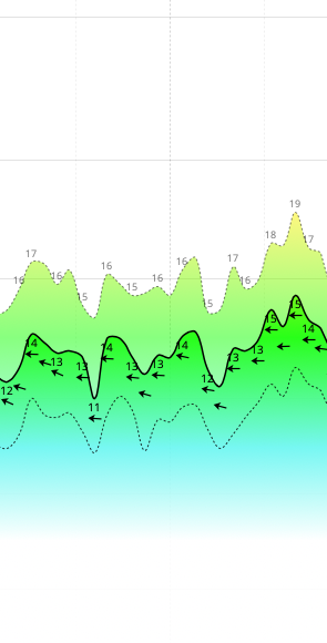 Chart showing Windguru live wind